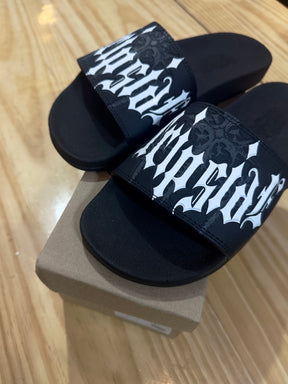 Chinelo Slide Streetwear Masculino Preto Estampado